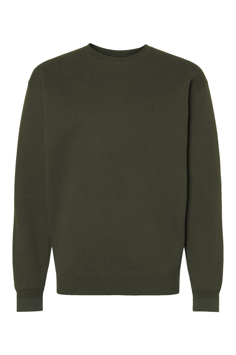 Independent Trading Company IND3000 Mens Crewneck Sweatshirt Army Green Flat Front