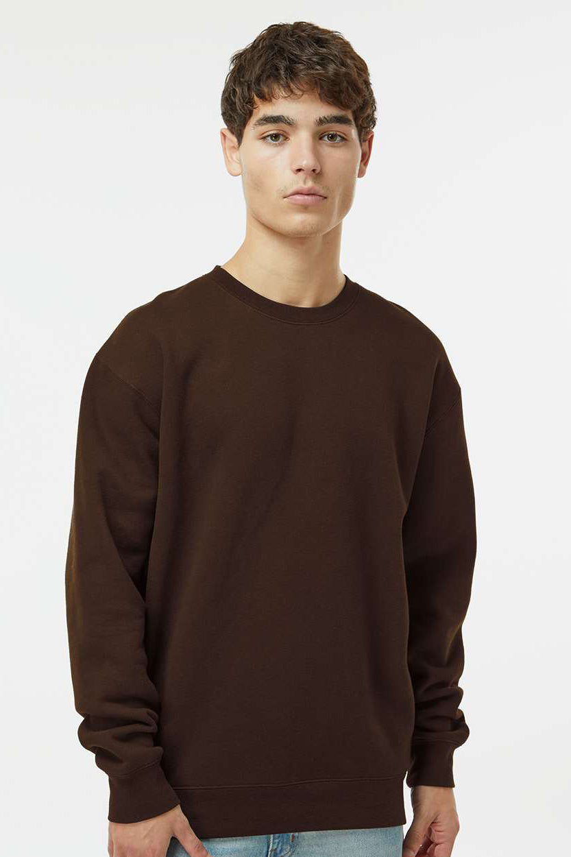 Independent Trading Company IND3000 Mens Crewneck Sweatshirt Brown Model Front