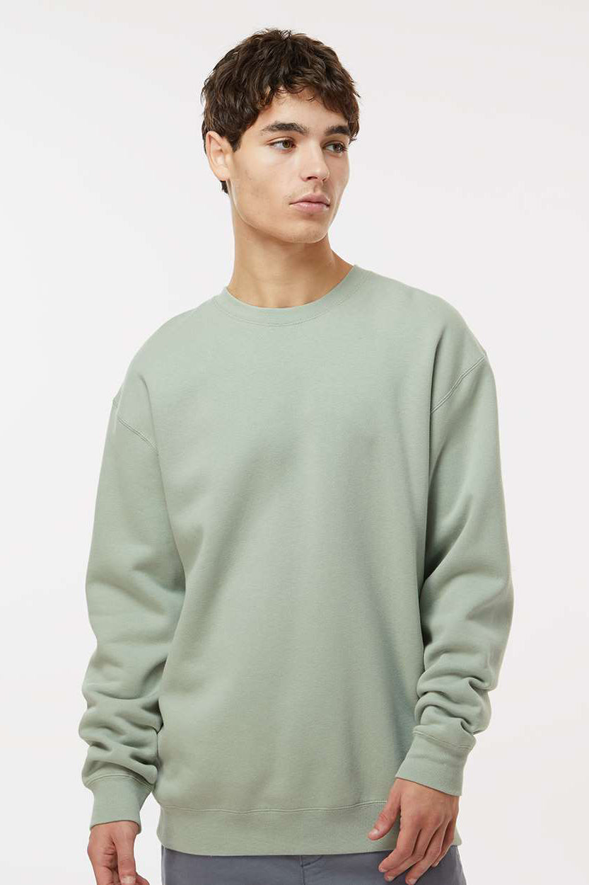 Independent Trading Company IND3000 Mens Crewneck Sweatshirt Dusty Sage Green Model Front