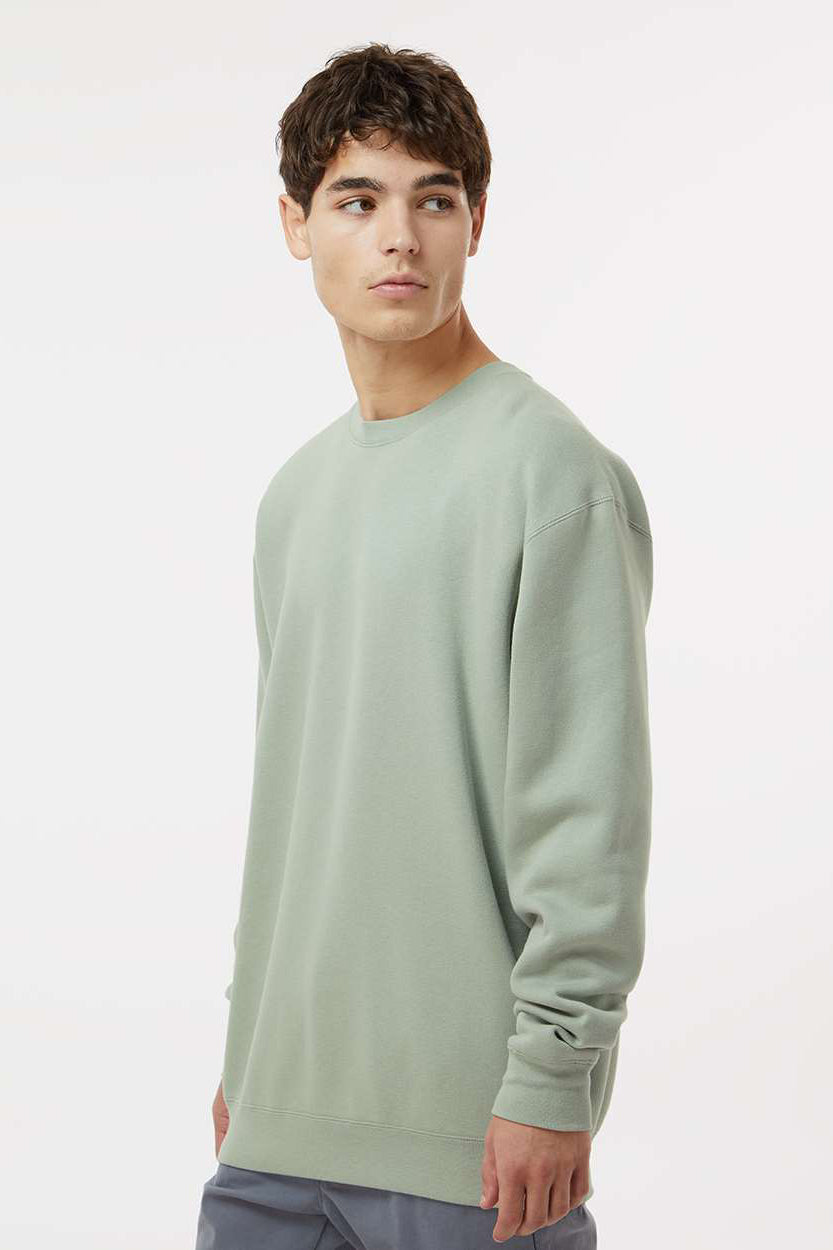 Independent Trading Company IND3000 Mens Crewneck Sweatshirt Dusty Sage Green Model Side