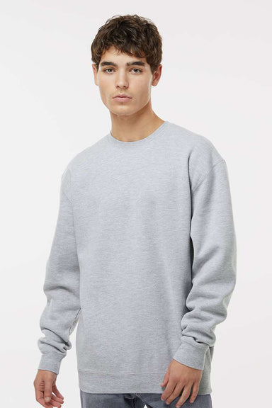 Independent Trading Company IND3000 Mens Crewneck Sweatshirt Heather Grey Model Front