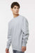 Independent Trading Company IND3000 Mens Crewneck Sweatshirt Heather Grey Model Side