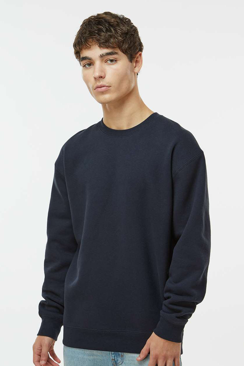 Independent Trading Company IND3000 Mens Crewneck Sweatshirt Navy Blue Model Front