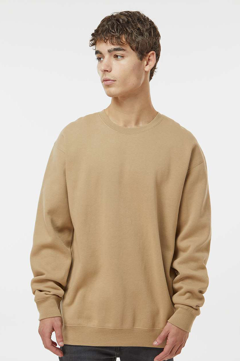 Independent Trading Company IND3000 Mens Crewneck Sweatshirt Sandstone Brown Model Front