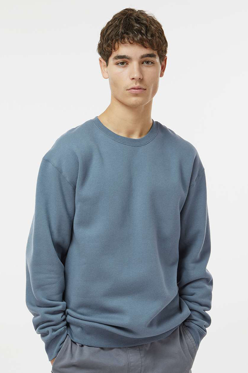Independent Trading Company IND3000 Mens Crewneck Sweatshirt Storm Blue Model Front