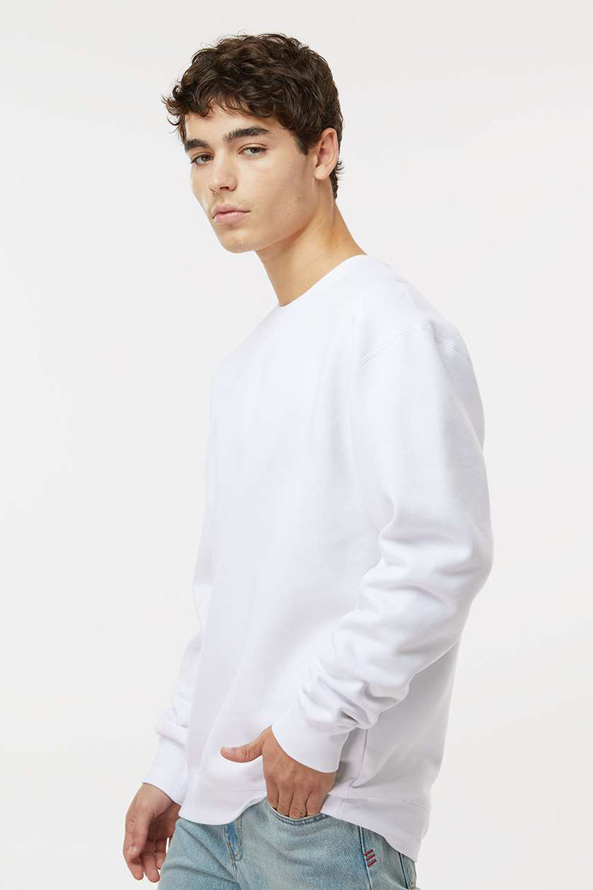 Independent Trading Company IND3000 Mens Crewneck Sweatshirt White Model Side