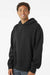 Independent Trading Company IND280SL Mens Avenue Hooded Sweatshirt Hoodie w/ Pouch Pocket Black Model Side
