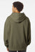 Independent Trading Company IND280SL Mens Avenue Hooded Sweatshirt Hoodie w/ Pouch Pocket Olive Green Model Back