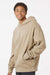 Independent Trading Company IND280SL Mens Avenue Hooded Sweatshirt Hoodie w/ Pouch Pocket Sandstone Brown Model Side