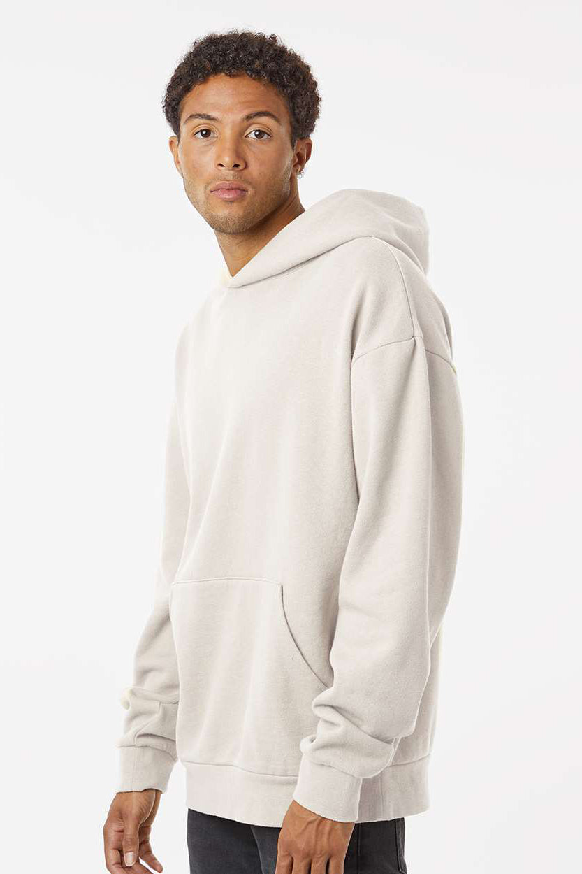 Independent Trading Company IND280SL Mens Avenue Hooded Sweatshirt Hoodie w/ Pouch Pocket Ivory Model Side
