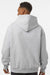 Independent Trading Company IND420XD Mens Mainstreet Hooded Sweatshirt Hoodie w/ Pouch Pocket Heather Grey Model Back