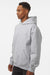 Independent Trading Company IND420XD Mens Mainstreet Hooded Sweatshirt Hoodie w/ Pouch Pocket Heather Grey Model Side