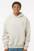 Independent Trading Company IND420XD Mens Mainstreet Hooded Sweatshirt Hoodie w/ Pouch Pocket Ivory Model Front