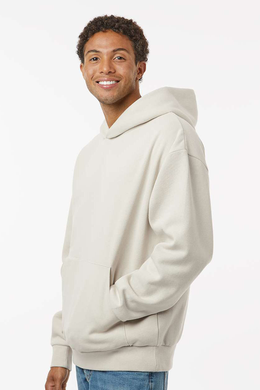 Independent Trading Company IND420XD Mens Mainstreet Hooded Sweatshirt Hoodie w/ Pouch Pocket Ivory Model Side
