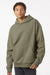 Independent Trading Company IND420XD Mens Mainstreet Hooded Sweatshirt Hoodie w/ Pouch Pocket Olive Green Model Front