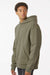 Independent Trading Company IND420XD Mens Mainstreet Hooded Sweatshirt Hoodie w/ Pouch Pocket Olive Green Model Side