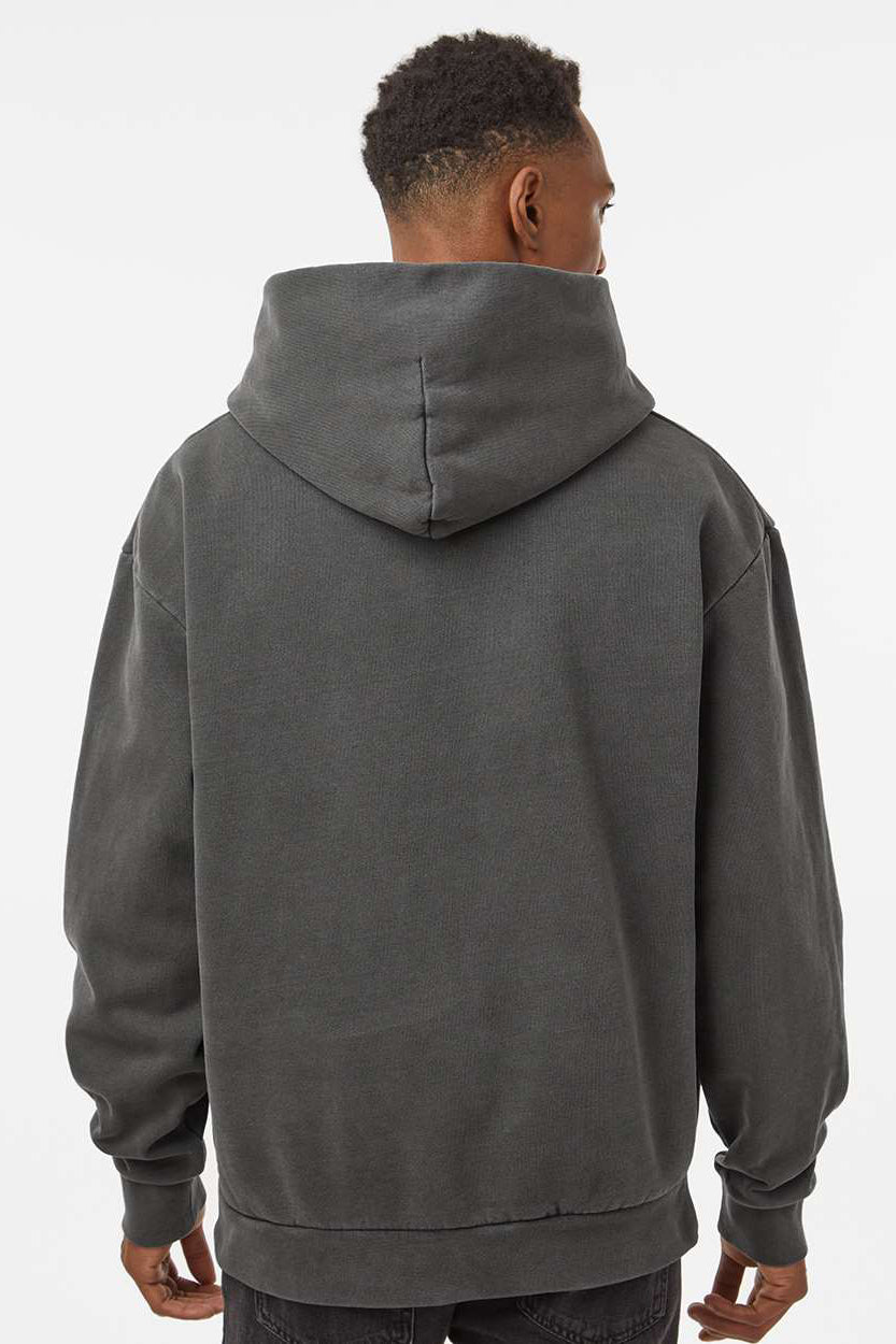 Independent Trading Company IND420XD Mens Mainstreet Hooded Sweatshirt Hoodie w/ Pouch Pocket Pigment Black Model Back