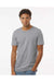 Tultex 602CVC Mens CVC Short Sleeve Crewneck T-Shirt Heather Grey Model Front