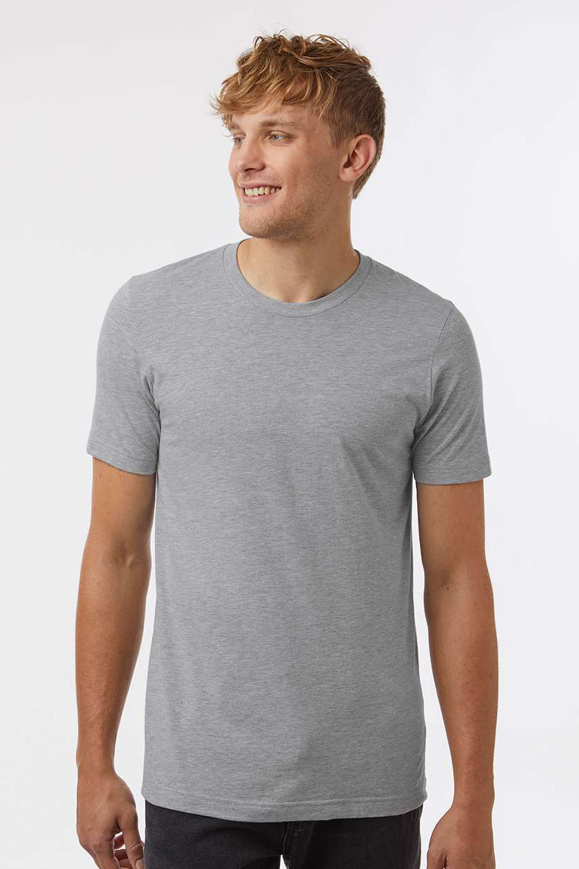 Tultex 602CVC Mens CVC Short Sleeve Crewneck T-Shirt Heather Grey Model Front