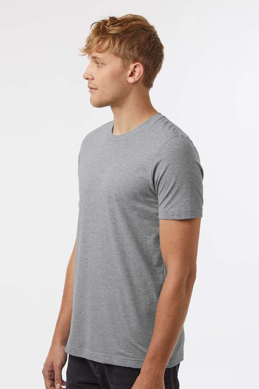 Tultex 602CVC Mens CVC Short Sleeve Crewneck T-Shirt Heather Grey Model Side