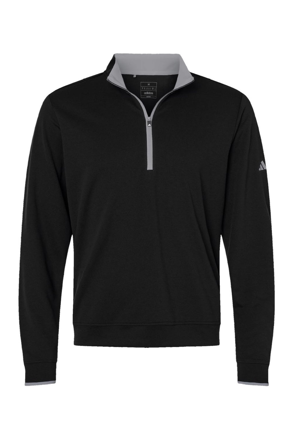 Adidas A2002 Mens 1/4 Zip Sweatshirt Black/Grey Flat Front