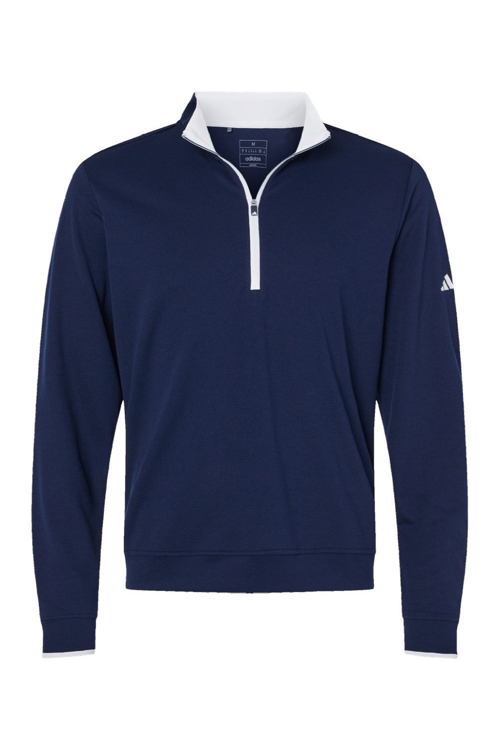 Adidas A2002 Mens 1/4 Zip Sweatshirt Collegiate Navy Blue/White Flat Front