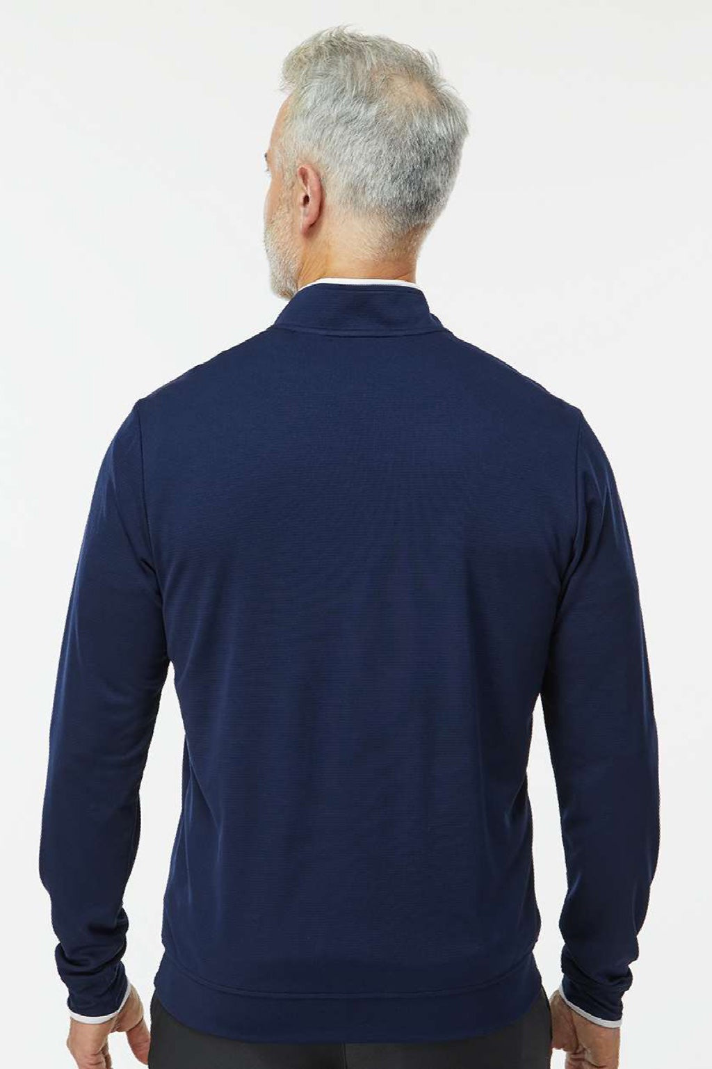 Adidas A2002 Mens 1/4 Zip Sweatshirt Collegiate Navy Blue/White Model Back