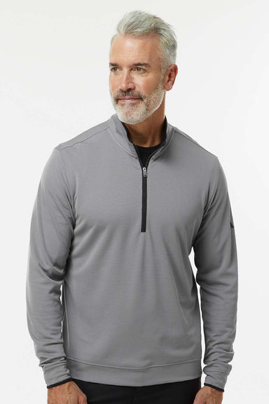 Adidas A2002 Mens 1/4 Zip Sweatshirt Grey/Black Model Front