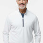 Adidas Mens Moisture Wicking 1/4 Zip Sweatshirt - White/Navy Blue - New