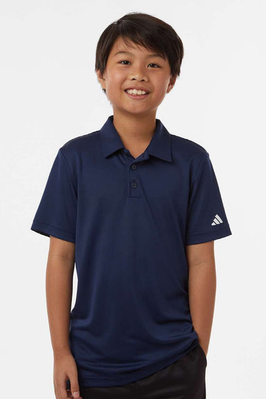 Adidas A4000 Womens Performance Short Sleeve Polo Shirt Collegiate Navy Blue Model Front