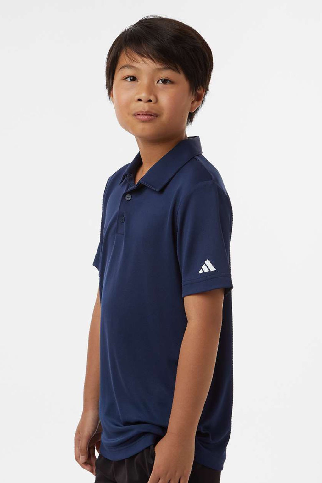 Adidas A4000 Womens Performance Short Sleeve Polo Shirt Collegiate Navy Blue Model Side