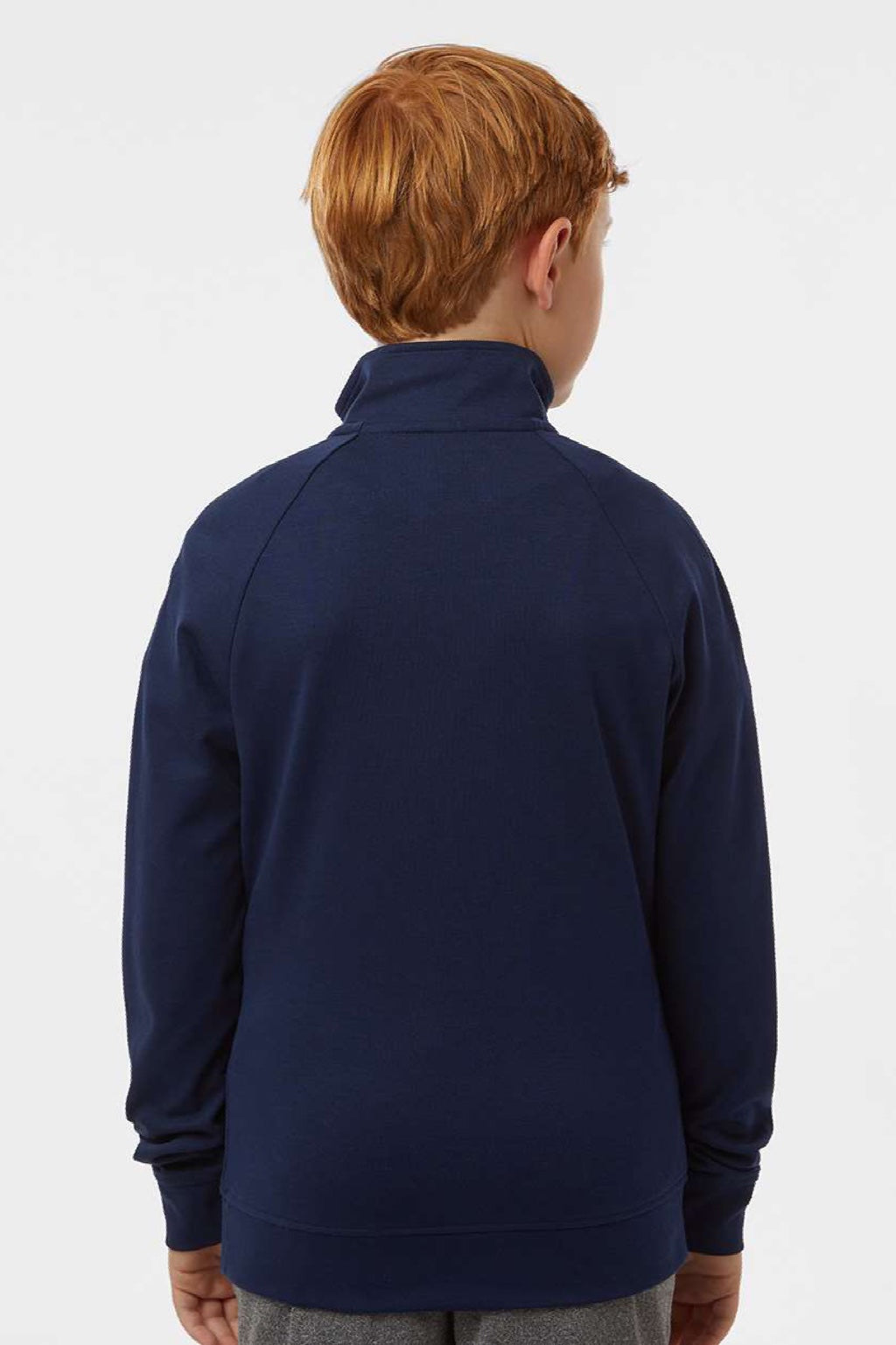 Adidas A4001 Youth 1/4 Zip Sweatshirt Collegiate Navy Blue Model Back