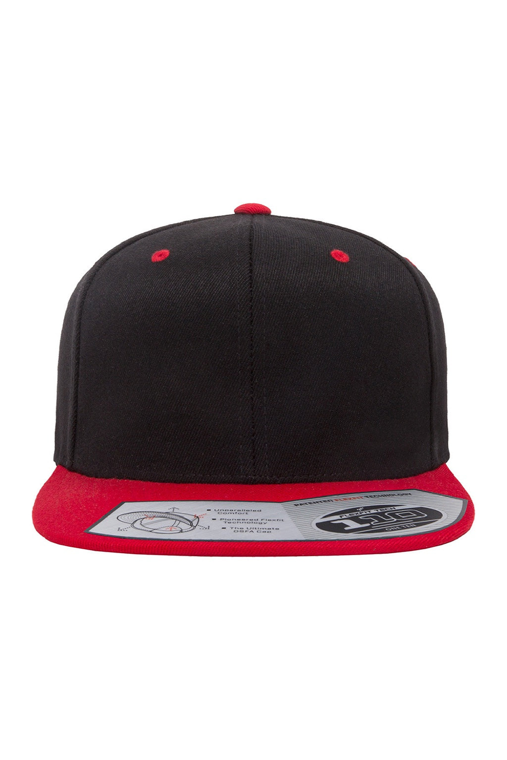 Flexfit Hats 110F/110FT Mens Adjustable Hat Black/Red Flat Front