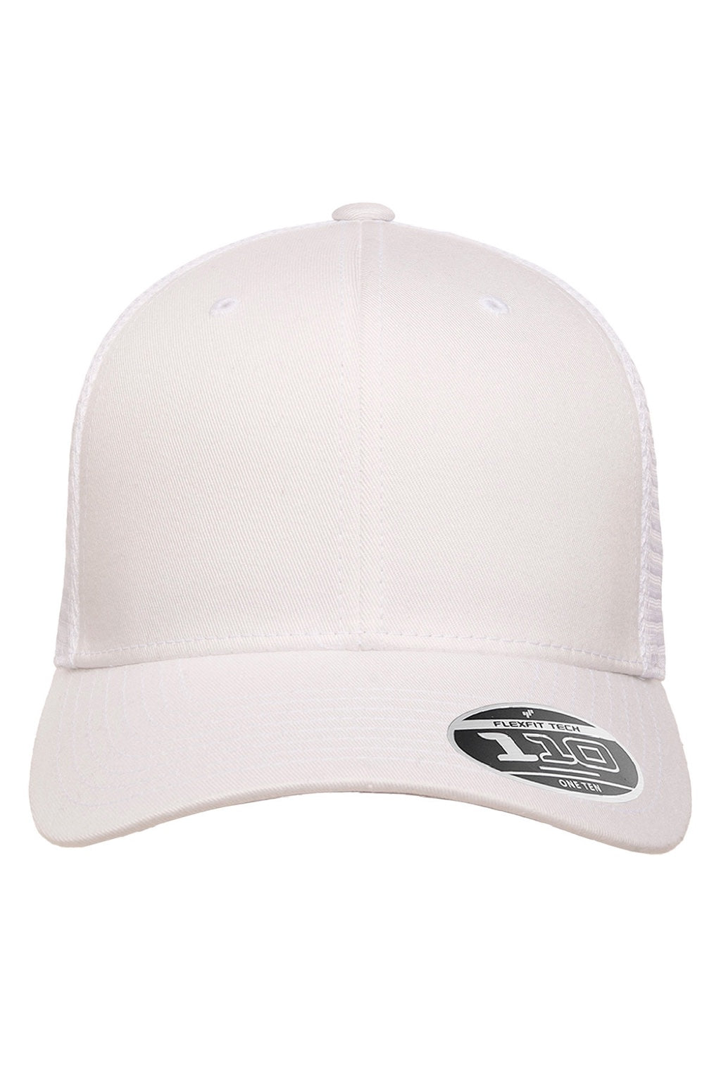 Flexfit Hats 110M/110MT Mens Mesh Snapback Trucker Hat White Flat Front