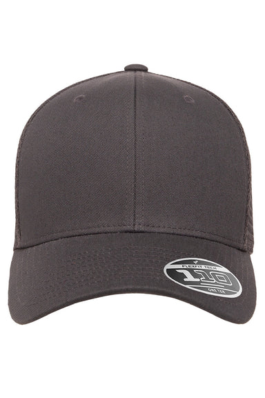 Flexfit Hats 110M/110MT Mens Mesh Snapback Trucker Hat Charcoal Grey Flat Front