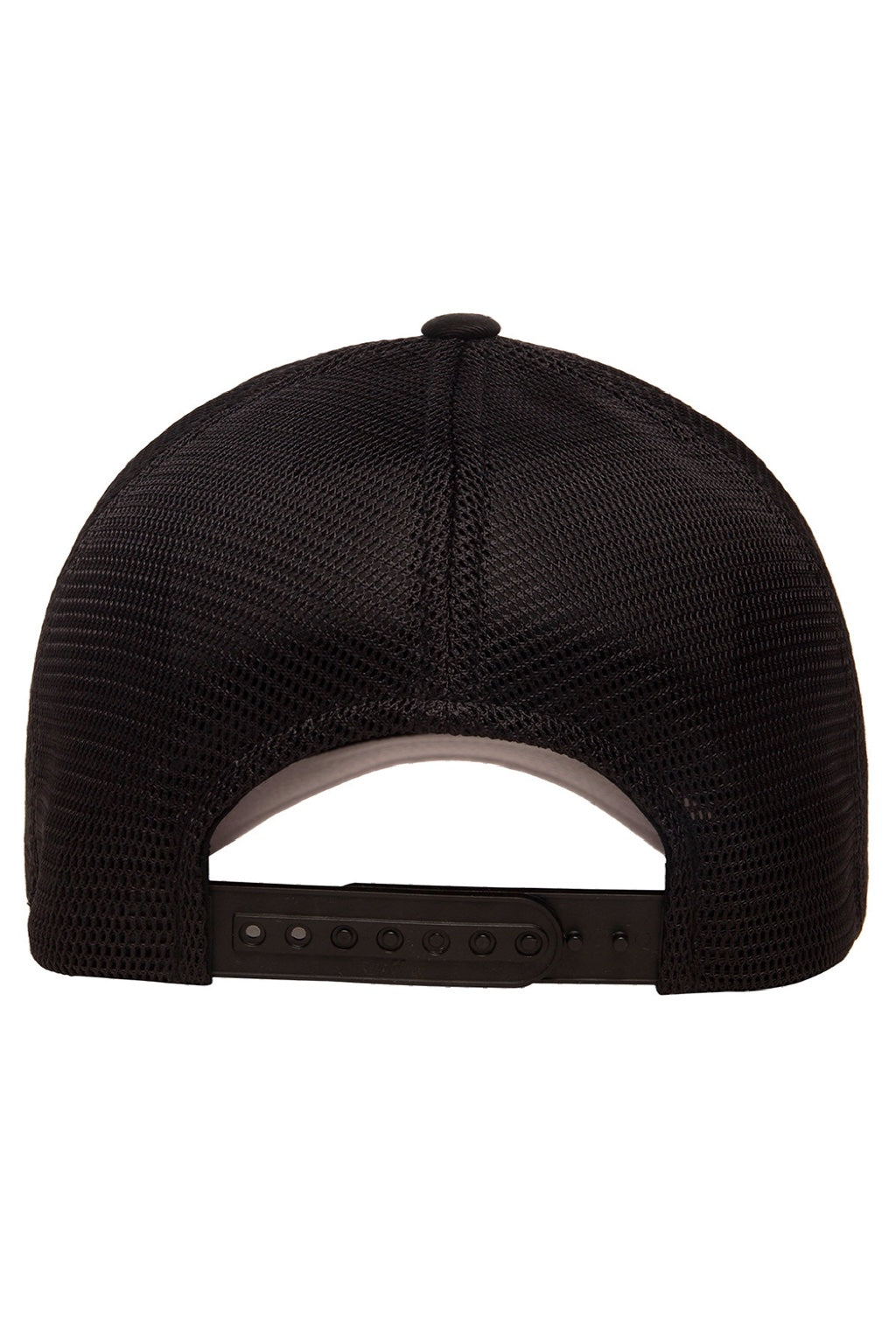 Flexfit Hats 110M/110MT Mens Mesh Snapback Trucker Hat Black Flat Back