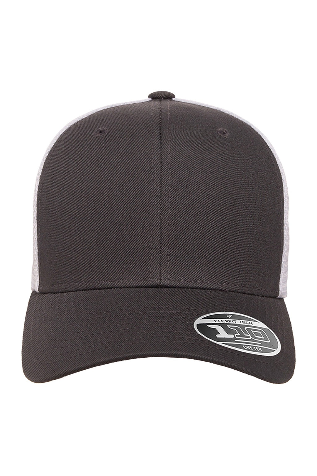 Flexfit Hats 110M/110MT Mens Mesh Snapback Trucker Hat Charcoal Grey/White Flat Front