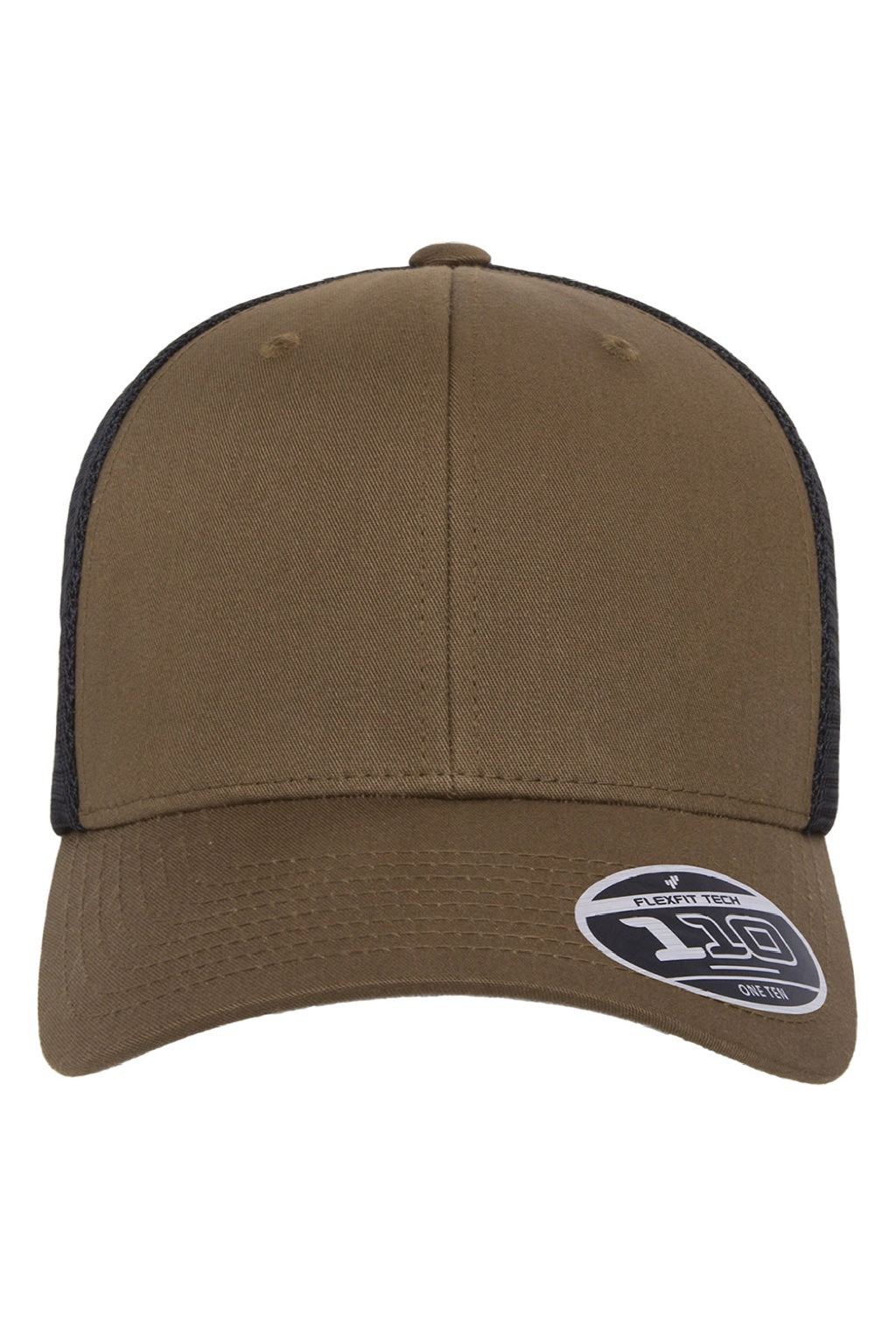 Flexfit Hats 110M/110MT Mens Mesh Snapback Trucker Hat Coyote Brown/Black Flat Front