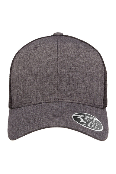 Flexfit Hats 110M/110MT Mens Mesh Snapback Trucker Hat Charcoal Grey Melange/Black Flat Front
