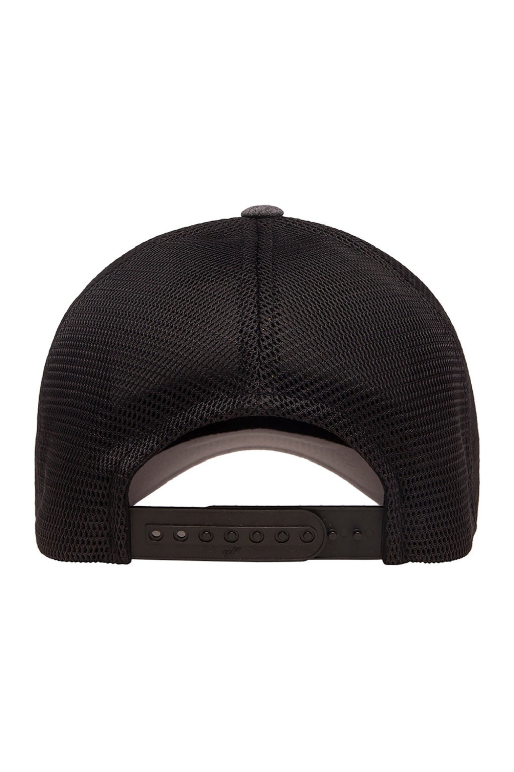 Flexfit Hats 110M/110MT Mens Mesh Snapback Trucker Hat Charcoal Grey Melange/Black Flat Back