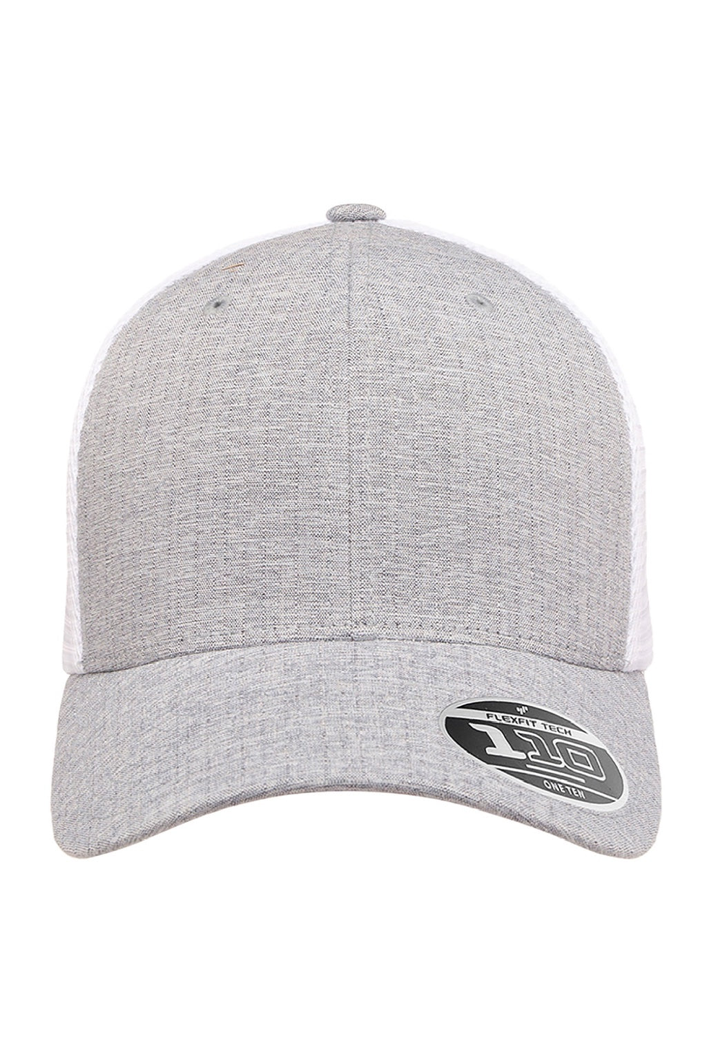 Flexfit Hats 110M/110MT Mens Mesh Snapback Trucker Hat Silver Grey Melange/White Flat Front