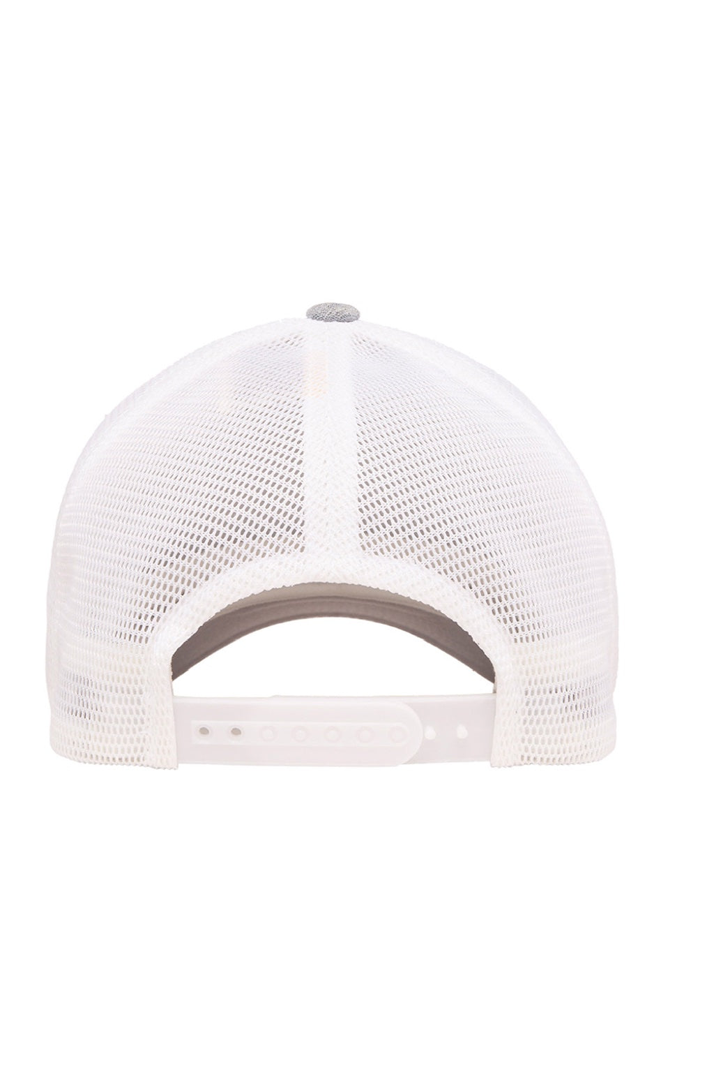 Flexfit Hats 110M/110MT Mens Mesh Snapback Trucker Hat Silver Grey Melange/White Flat Back
