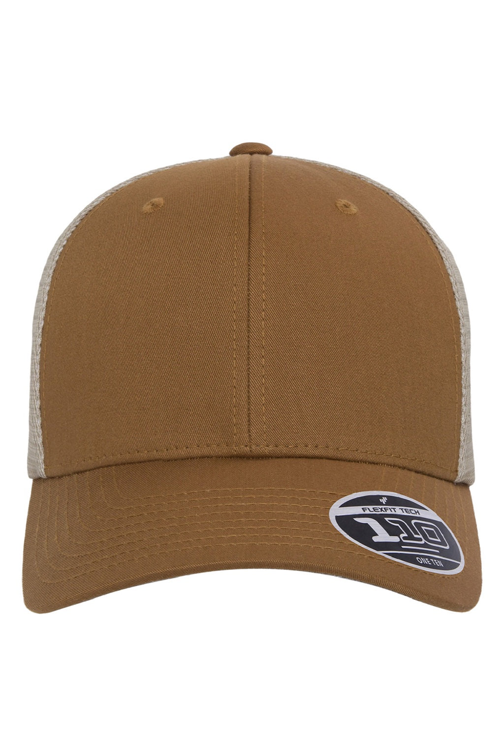 Flexfit Hats 110M/110MT Mens Mesh Snapback Trucker Hat Caramel Brown/Khaki Flat Front