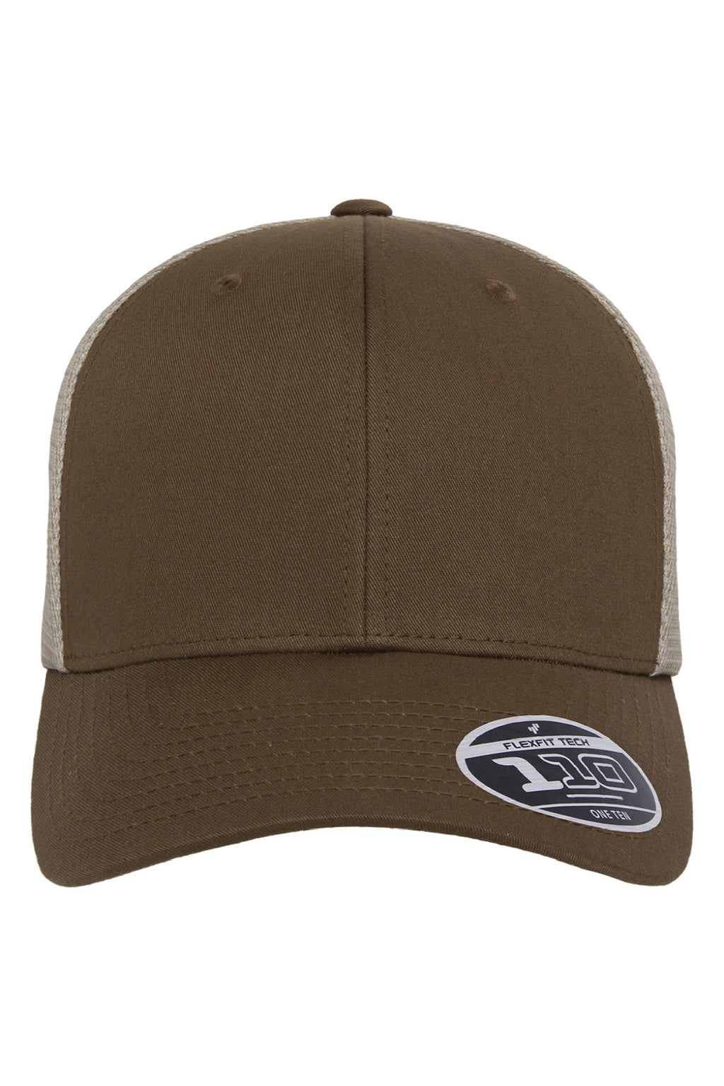 Flexfit Hats 110M/110MT Mens Mesh Snapback Trucker Hat Coyote Brown/Khaki Flat Front
