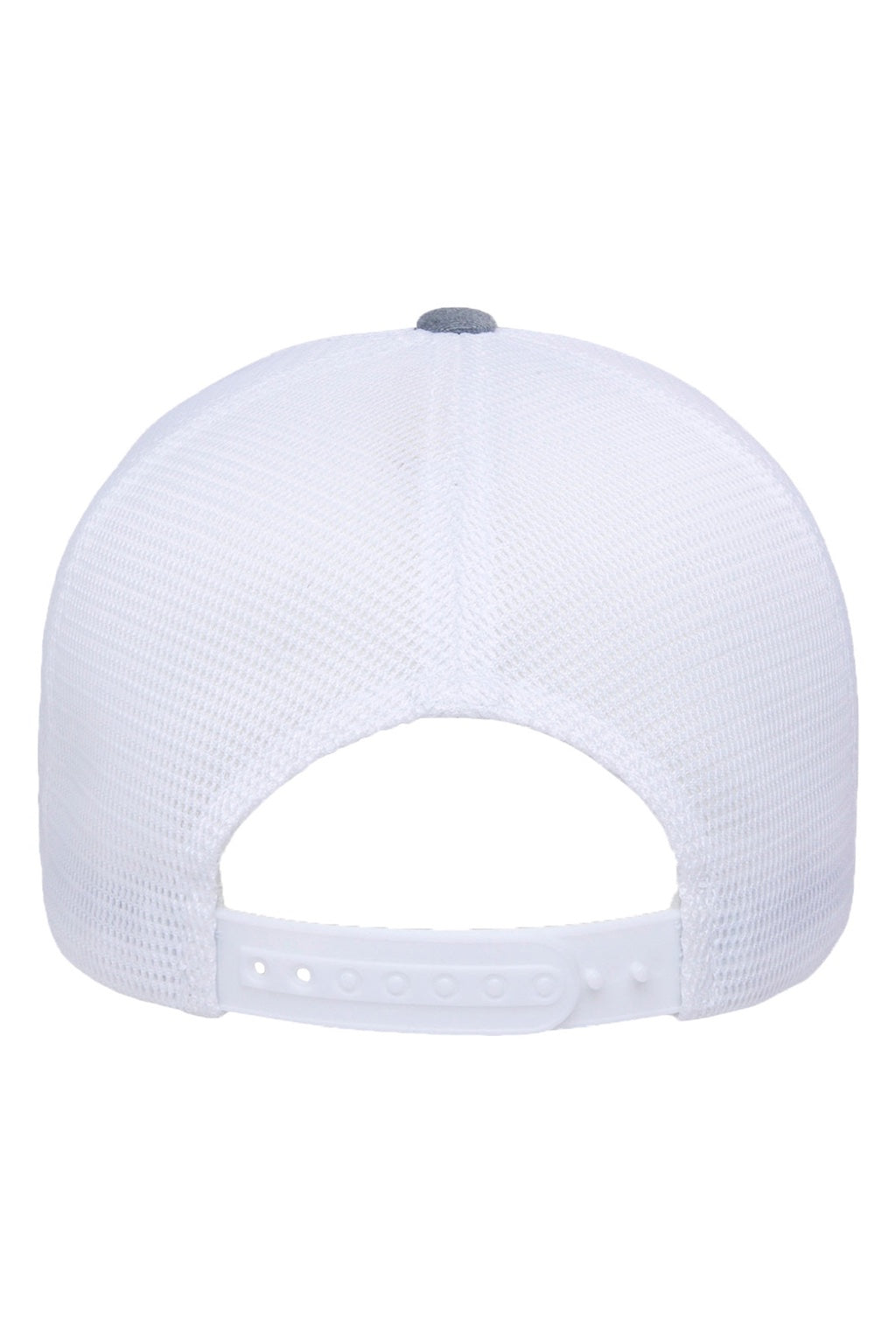 Flexfit Hats 110M/110MT Mens Mesh Snapback Trucker Hat Heather Grey/White Flat Back