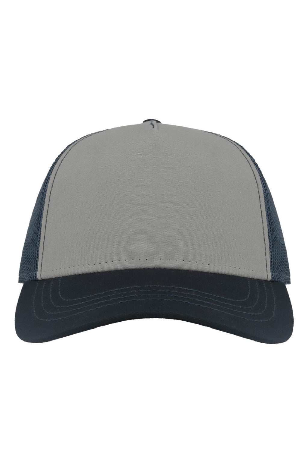 Atlantis Hats RAPPER Mens Sustainable Canvas Adjustable Hat Grey/Navy Blue Flat Front