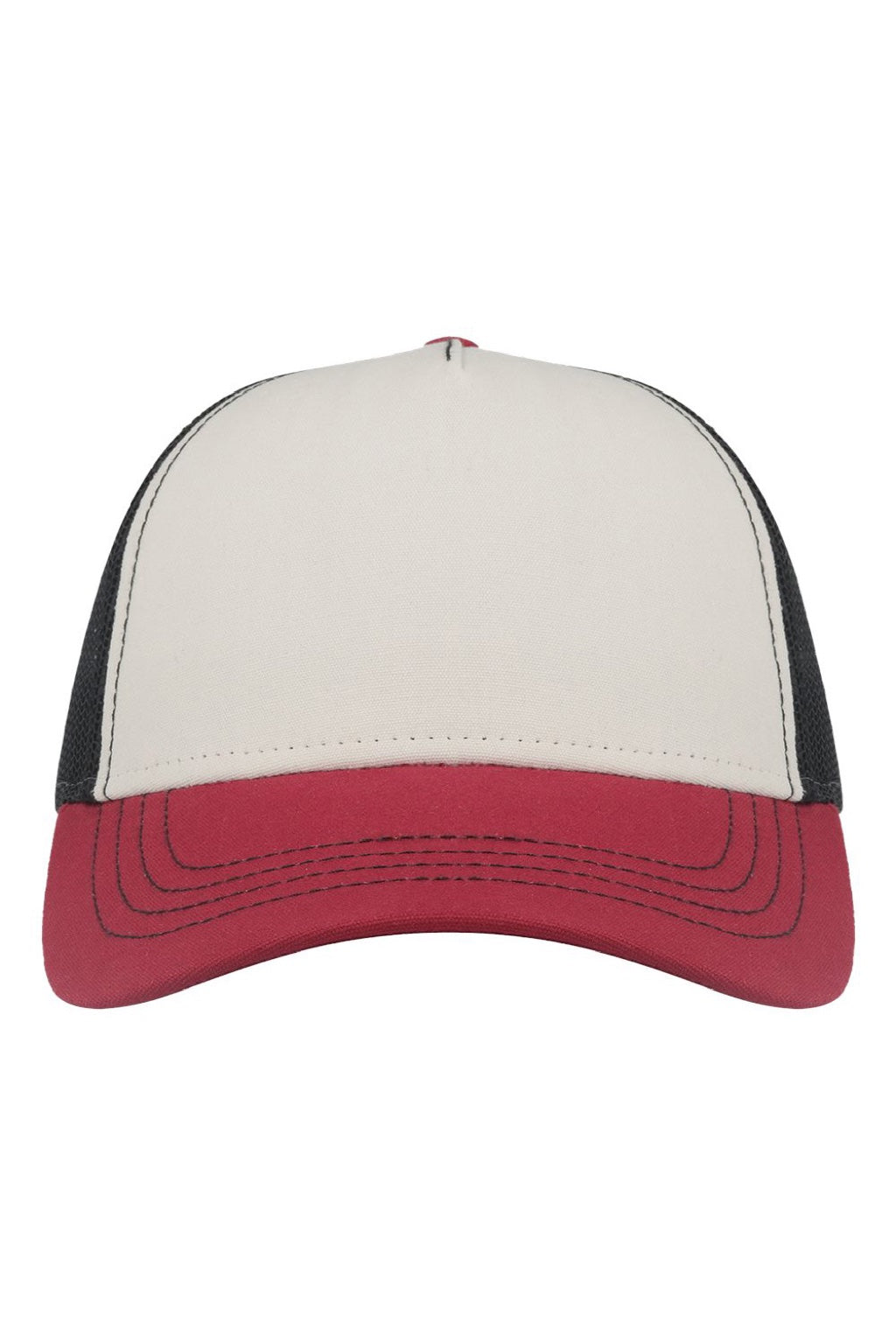 Atlantis Hats RAPPER Mens Sustainable Canvas Adjustable Hat White/Burgundy/Black Flat Front