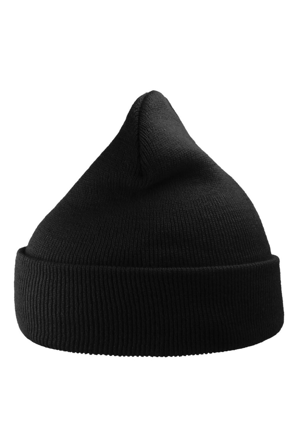Atlantis Hats WIND Mens Sustainable Beanie Black Flat Front