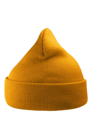 Atlantis Hats WIND Mens Sustainable Beanie Mustard Yellow Flat Front
