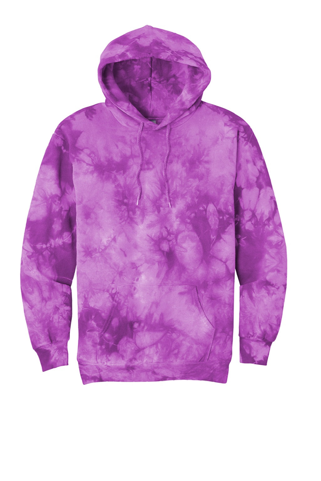 Port & Company PC144 Mens Crystal Tie-Dye Hooded Sweatshirt Hoodie w/ Pouch Pocket Purple Flat Front